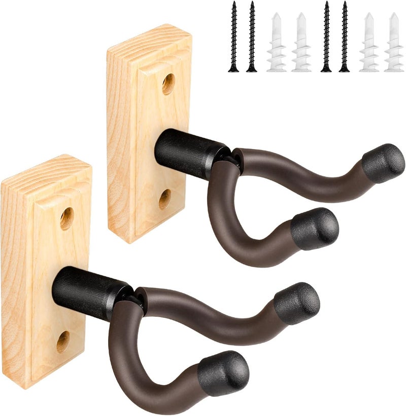 DIDA Guitar Wall Mount, Guitar Hanger, Silicone Pad, U-Shaped Guitar Wall Hanger Mount, Rotatable Guitar Holder Hook Stand Wall for Acoustic, Electric Guitar, Bass (Ashwood 2 Pack) - Image 1